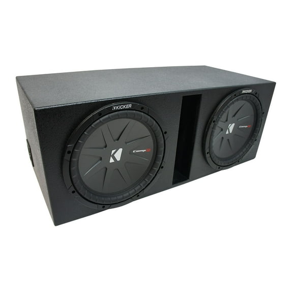 Universal Car Stereo Rhino Coated Ported Dual 12" Kicker CompR CWR12 Sub Box