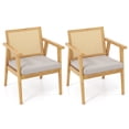 thumbnail image 1 of Topbuy Modern Rattan Chair Set of 2 Accent Chairs with Curved Rattan Backrest Detachable Padded Seat Cushion Solid Rubber Wood Frame, 1 of 8