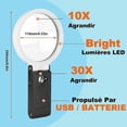 thumbnail image 2 of Loupe 90mm 10x 25x Avec Lumire Et Support, Loupe Lumineuse Led Portable Debout, Loupe De Lecture Pliante Avec Pour Les Seniors Lire, Poin, 2 of 5