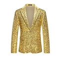 thumbnail image 1 of Mode Homme Grande Taille Veste à Manches Longues à Col à Revers à Sequins et Boutons pour Tenue de Bureau Décontractée, 1 of 9
