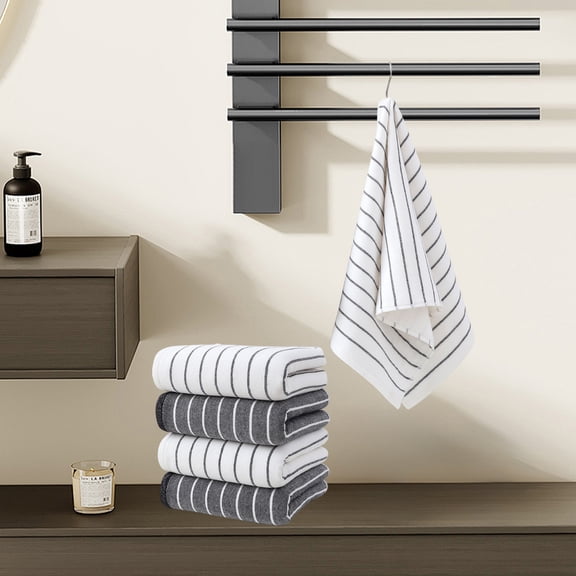 ddioayh 5-Piece Cotton Towel Set For Home Bath Gray Soft Absorbent Farmhouse Style Household Towels