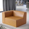 thumbnail image 2 of Sofa Corner Chair, Faux Vegan Leather, Tan, Modern Contemporary Urban Design, Living Lounge Room Hotel Lobby Hospitality, 2 of 7