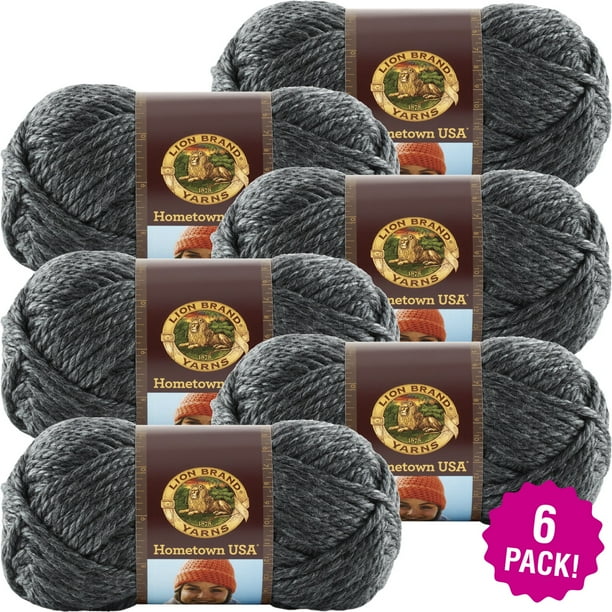 Lion Brand Hometown USA Yarn Chicago Charcoal, Multipack of 6