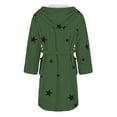 thumbnail image 5 of Women's Star Print Fleece Bathrobe, Long Length Plush Robe, Soft Cozy Loungewear, Knee Length Gown with Pockets, Comfortable Spa Style Robe for Women Green XL, 5 of 5