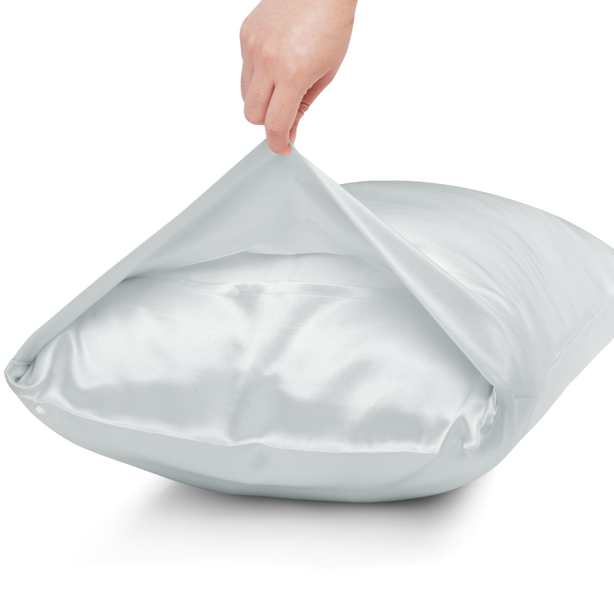 Unique Bargains 19 Momme Silk Pillowcase Eye Cover Set, King, Grey