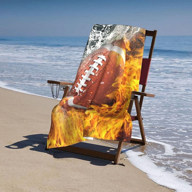 American Football Beach Towel Large Sand Free Quick Dry Ball Sport Bath Towels Gift for Men Boys Pool Bathroom Swimming Travel