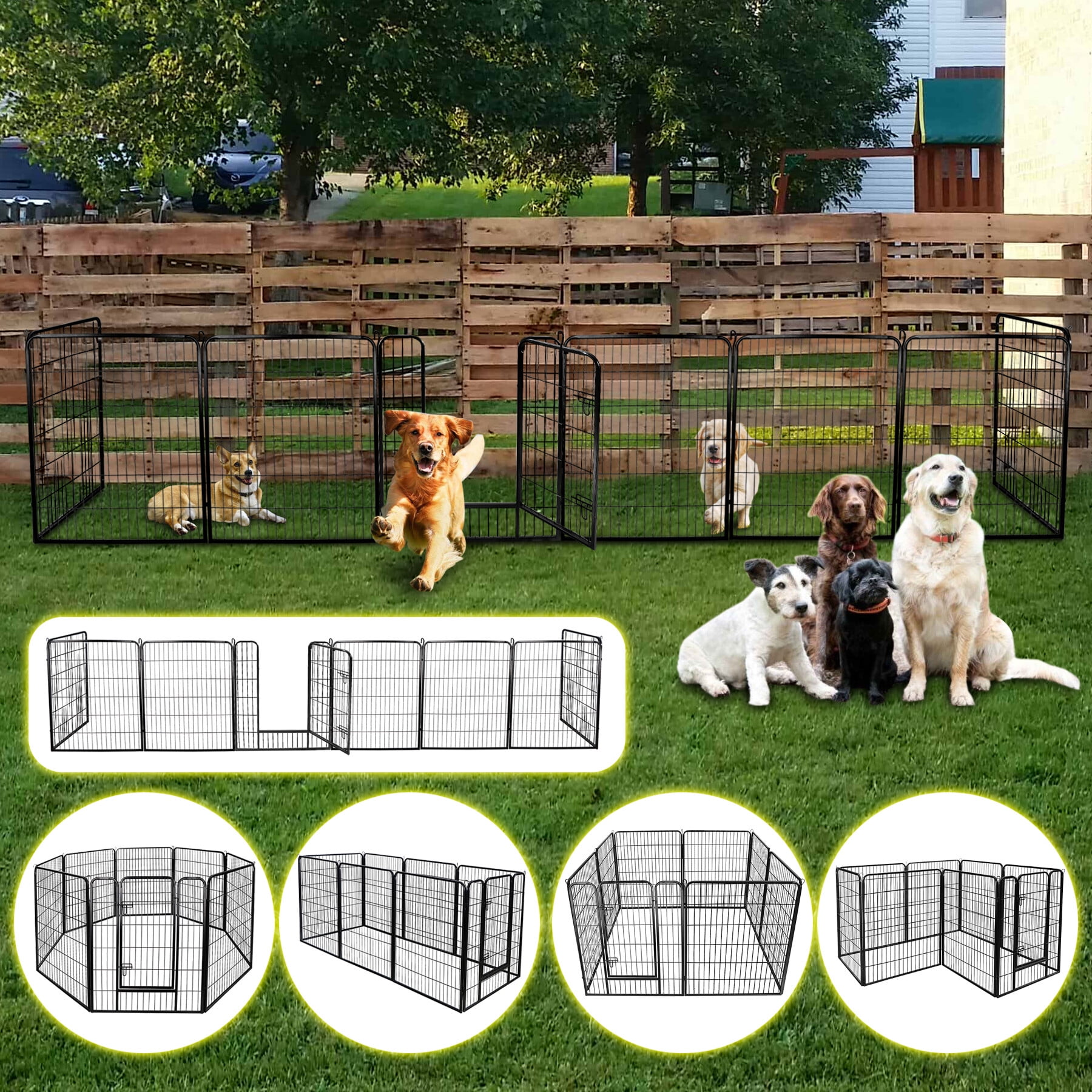 SuperDeal 8 Panels 39" Pet Playpen Dog Kennel Foldable Metal Exercise Fence