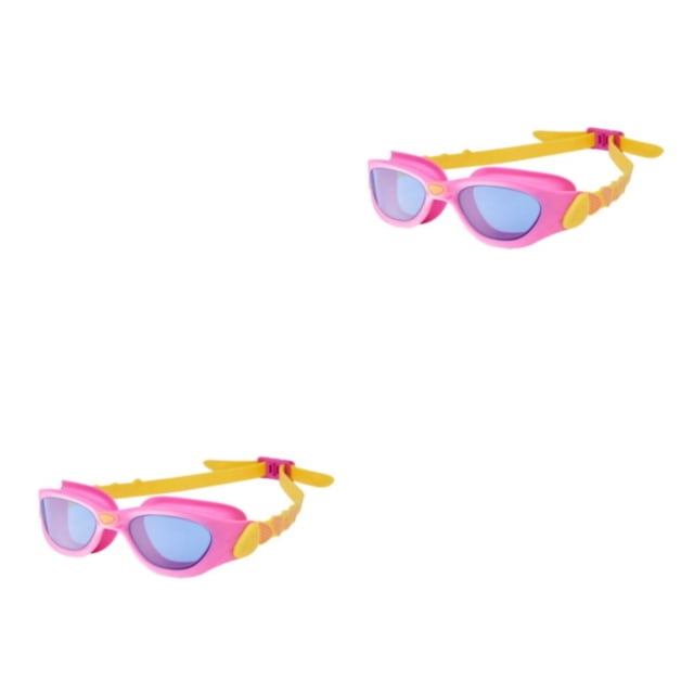 Yuarrent Gafas de natación antivaho: correa ajustable que garantiza seguridad y anillo hermético de alta definición elástico sin fugas azul rosa naranja 2piezas