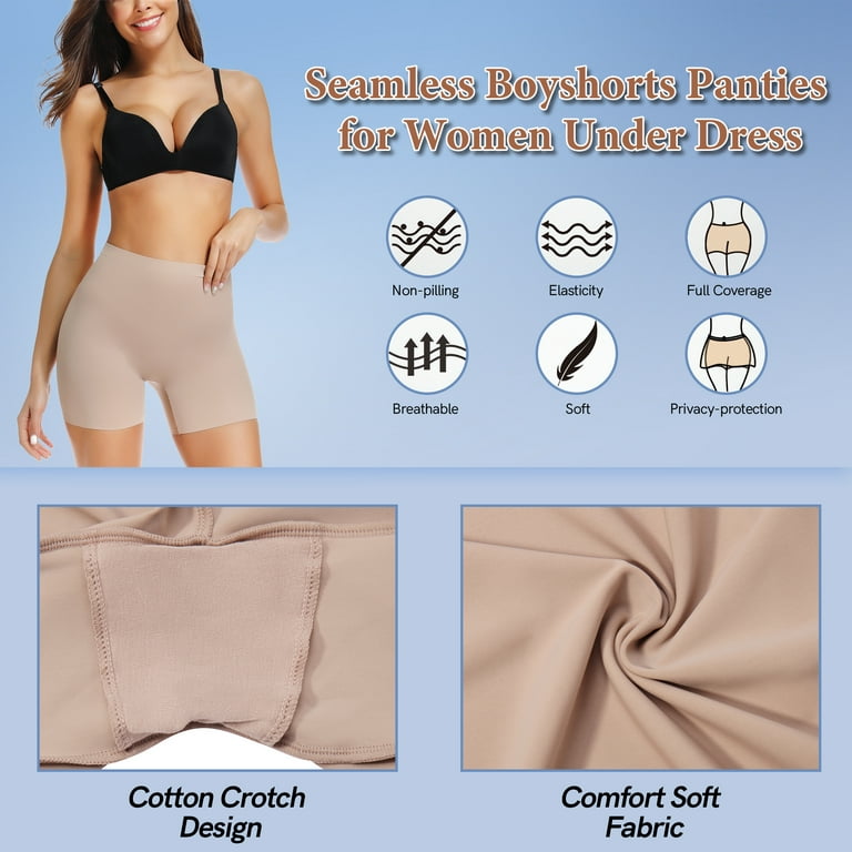 3 Pack Women Seamless Slip Shorts for Under Dress Smooth Boyshorts