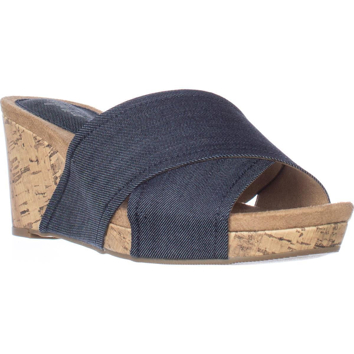 SC35 Womens Jillee Slide Wedge Sandals Indigo