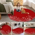 thumbnail image 5 of Round Rugs 5Ft, Red Botanical Round Area Rug Washable Indoor Throw Carpet, Farmhouse Spring Summer Flower Soft Non Slip Circle Rug for Cabinet Bathroom Home Decor Aesthetic, 5 of 8
