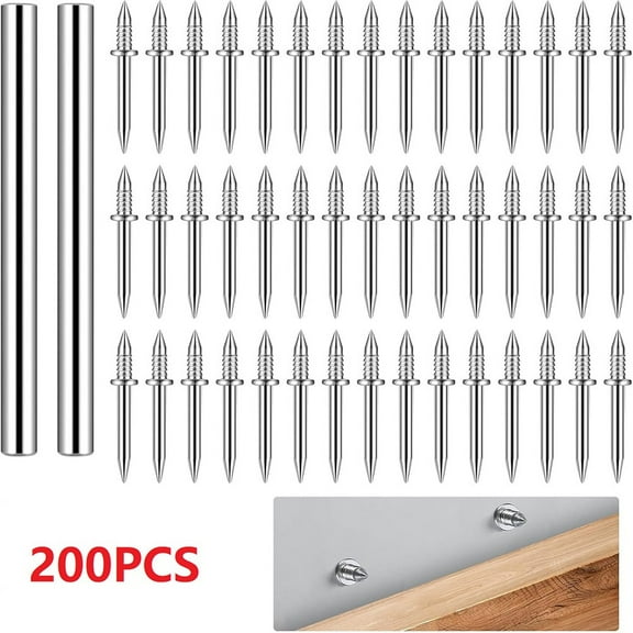 200pcs Seamless Nail with Double-Headed Base Thread for Concrete Skirting Boards