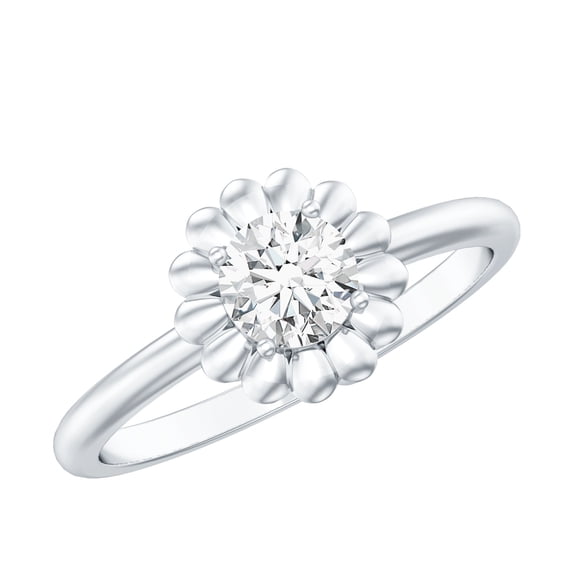 Rosec Jewels Lab Diamond Flower Ring for Women - 5 MM - EF-VS Quality - Proposal Ring, 925 Sterling Silver, US 4.00