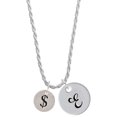 thumbnail image 1 of Delight Jewelry Silvertone Disc 1/2'' - Symbol - Dollar Sign - $ - Silvertone Script Initial Disc - E - Charm Necklace, 20"+3", 1 of 4