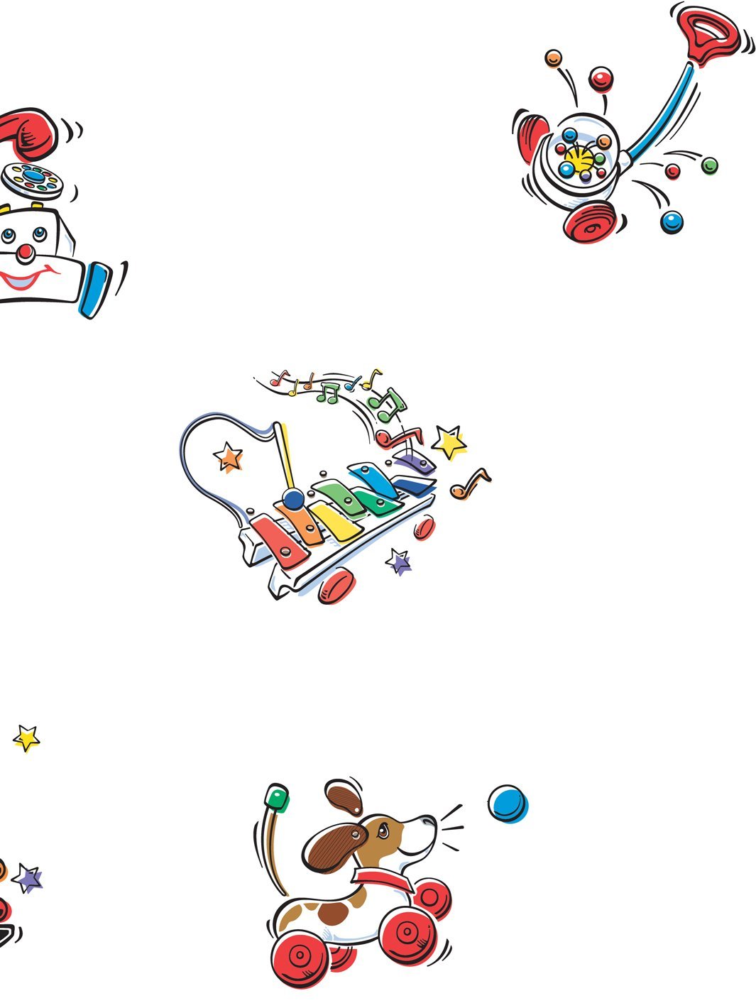 Animated Toys Removable Vinyl Wallpaper By Fisher-Price - White