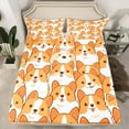 thumbnail image 2 of jejeloiu Kawaii Puppy Dogs Twin Sheet Sets,Lovely Pet Animals Twin Fitted Sheet,White Orange Flat Sheet For Girls Teens,Ultra Soft Home Decor,3-Piece, 2 of 7