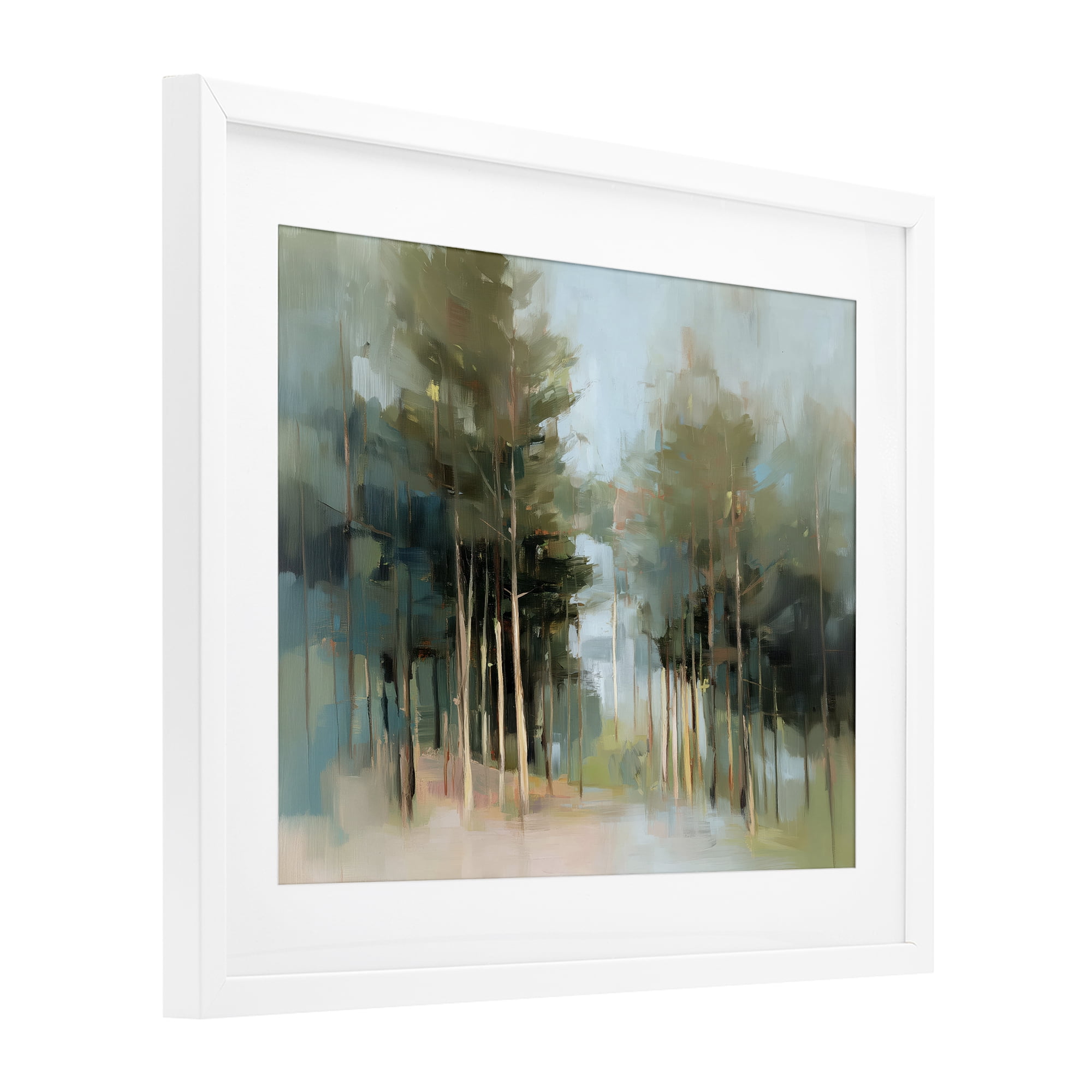 Stupell Industries The Grove Impressionist Forest White Framed Print Under Glass, design by Kim Curinga