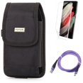 thumbnail image 1 of 6ft USB Cable w Case Belt Clip w Matte Screen Protector for Samsung Galaxy S21 Plus - Purple Type-C, Swivel Holster, TPU Film Anti-Glare Accessory Bundle, 1 of 1