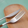 thumbnail image 5 of Tenedor, cuchara, cuchillo con mangos de madera, juego de cubiertos de acero inoxidable, vajilla, cuchara IceTea, juego de cubiertos ER, 5 of 5