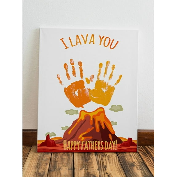 Kna Prints - 1 Pc Poster Fatherâ€™S Day Gift, Kids Gift To Dad, Handprints, I Lava You, Gift For Dad, Gift From Child, Fathers Day, Art Print, UNFRAMED-8x12