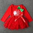 thumbnail image 1 of Vestido de princesa de encaje de Papá Noel para niños, vestido de manga larga con lazo para niños, 1 of 6