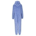 thumbnail image 5 of Women's One Piece Sleepwear Pajamas Autumn And Winter plush Solid Color Long Sleeved Zipper Hooded Romper, 5 of 8