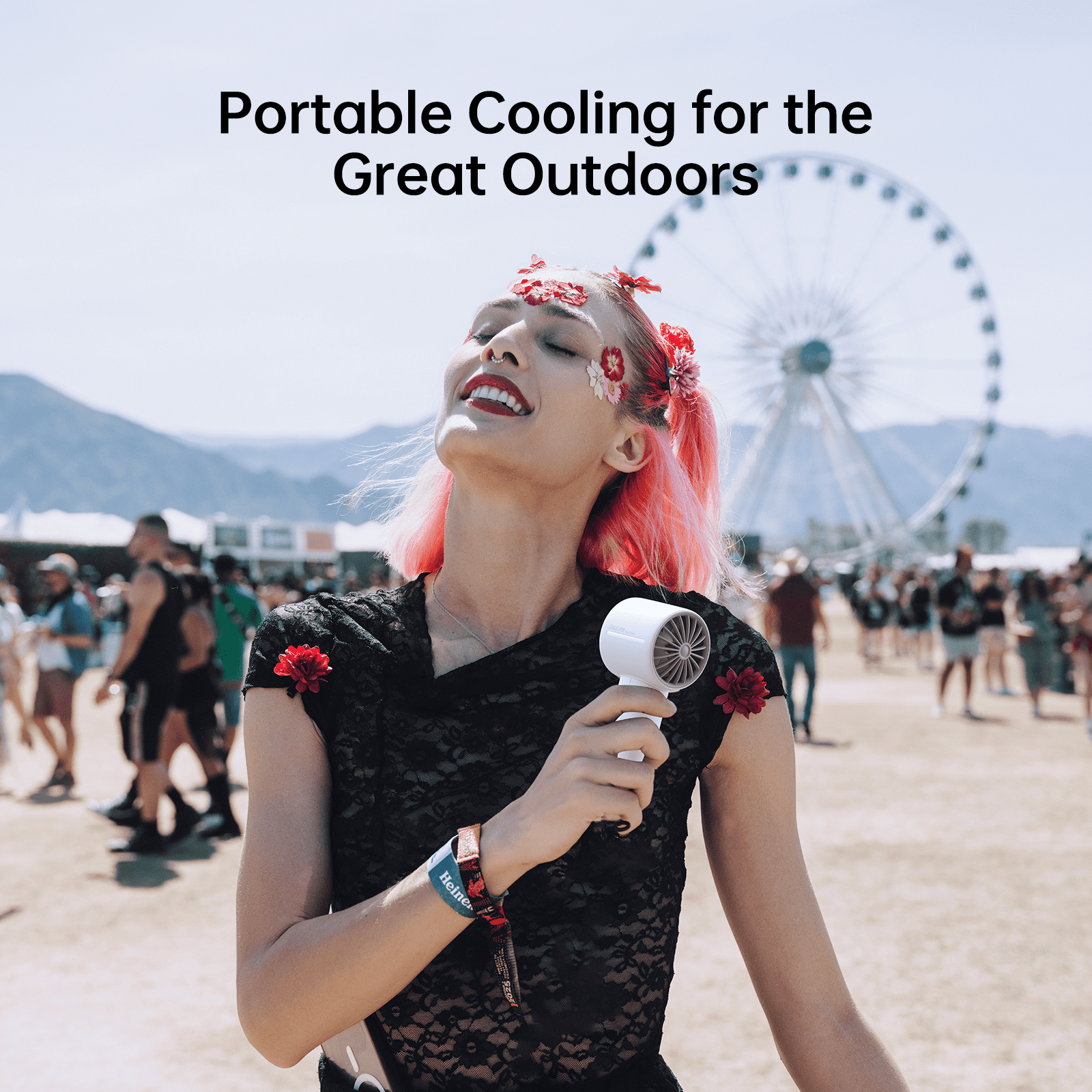 JISULIFE Portable Handheld Fan, Powerful Turbo Mini Fan [28Hrs Max Cooling], Digital Display, 5-Speed, 5000mAh USB Rechargeable for Travel, Summer, Gifts for Women Men