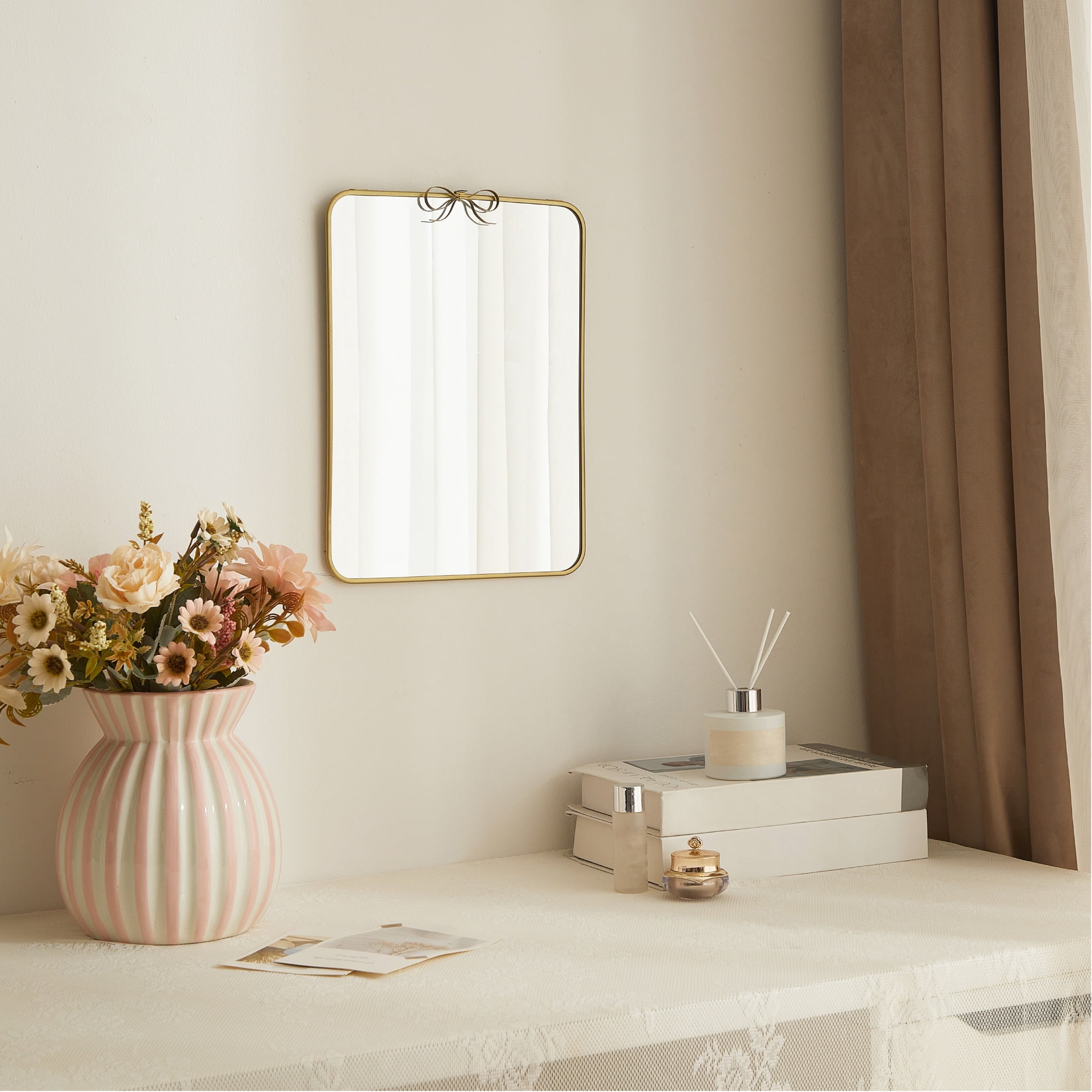 Stylehouse 9.84" x 13.8" Wall Mirror with Decorative Bow Frame