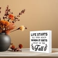 thumbnail image 6 of Zomyto 7"x7" Autumn Desk Decor,Rustic Fall Decor,Autumn Wood Block,Life Starts All over Again When It Gets Crisp in the Fall Wood Box Sign, 6 of 7