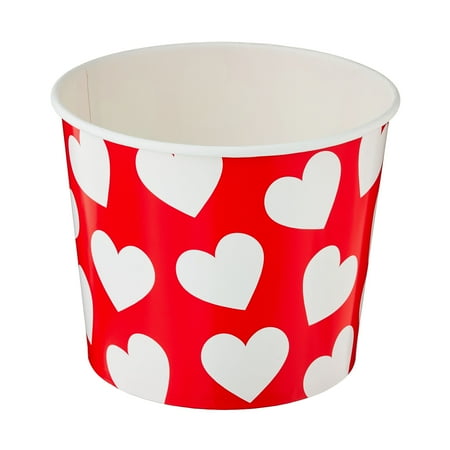 Way to Celebrate Valentine's Day White Hearts Paper Tub 64 oz, 1 Ct