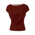 thumbnail image 6 of MYAOYI Womens Tops Summer Short Sleeve Backless T Shirt Low Open Back Slim Fit Casual Stretchy Basic Tee Top, 6 of 8