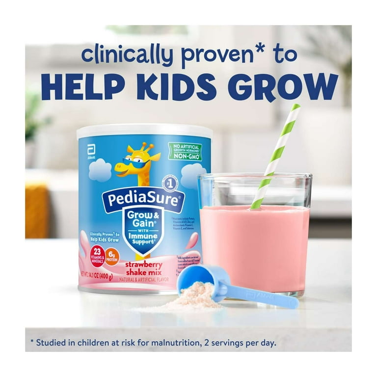 PediaSure Grow Gain Shake Mix Powder, Strawberry, oz Can
