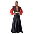 thumbnail image 4 of iiniim Men's Halloween Costume Satiny Long Lantern Sleeve Tunic Robe with Removable Cape Outfits Black M, 4 of 7