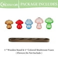 thumbnail image 6 of Glasseam Mushroom Glass Vase Set of 5: Unique Hydroponic Planter with Wood Stand Cute Terrarium Jars for Indoor Plants Perfect Home or Office Decor for Plant Lovers Plant Propagation Station, 6 of 7