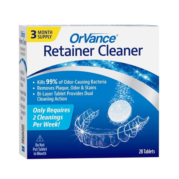 OrVance Retainer Cleaner Tablets (3 Month Supply) | Only 2 Cleanings Per Week Required | Removes Bacteria, Odors, Stains, Plaque for Invisalign, Mouth/Night Guards, and Removable Dental Appliances