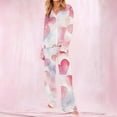 thumbnail image 3 of TaTaai Women's Printed Lapel Pajama Set, Long Sleeve Casual Top and Pants, Two Piece Loungewear, Valentine's Day Sleepwear Gift, 3 of 8