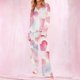 thumbnail image 3 of TaTaai Women's Printed Lapel Pajama Set, Long Sleeve Casual Top and Pants, Two Piece Loungewear, Valentine's Day Sleepwear Gift, 3 of 8
