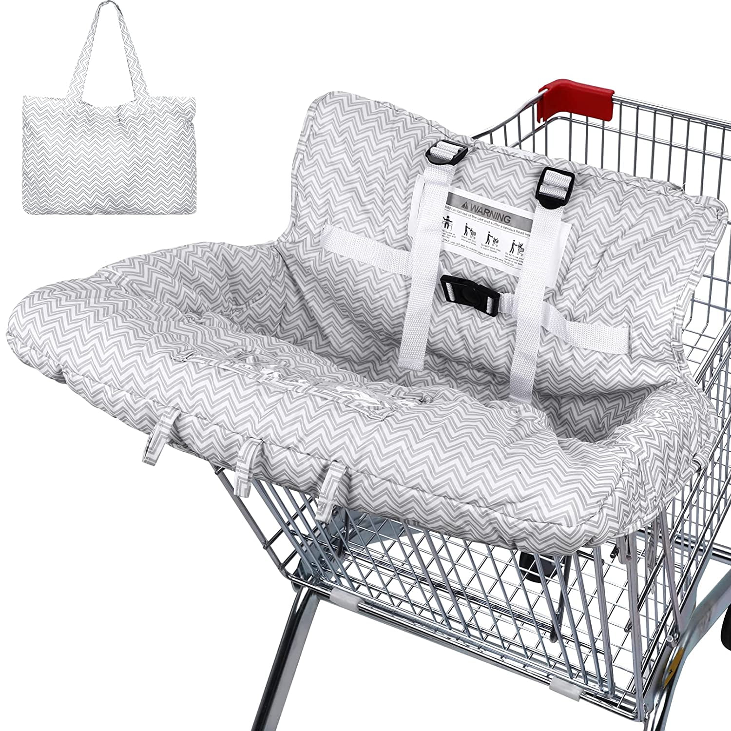 Baby Grocery Cart Cover High Chair Cushion Jeep 2-in-1 Shopping Cart Cover High Chair Cover Essentials Pocket Universal Size Cart Cover Safety Harness Toddler Infant High Chair Cover 