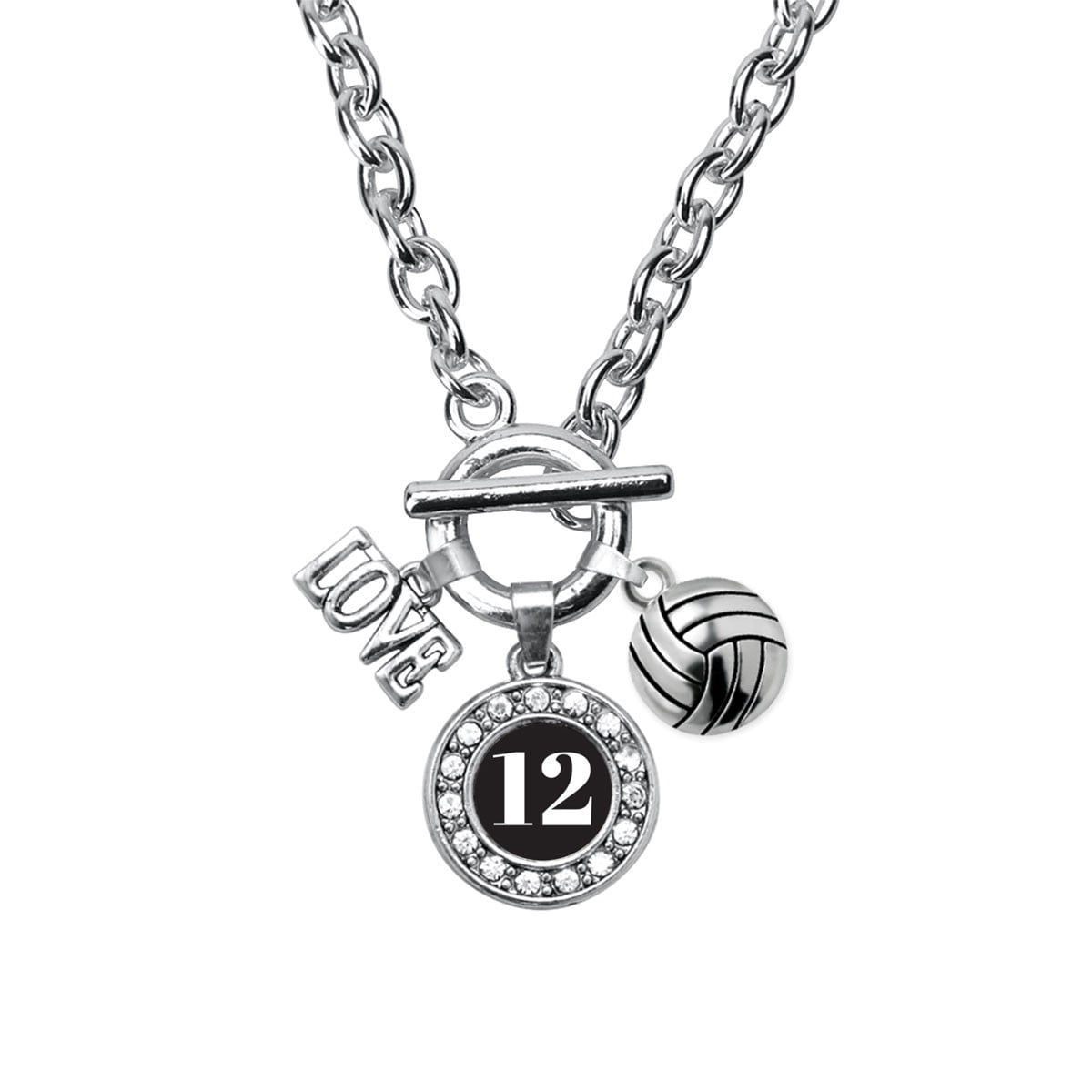 My Sports Number Circle Charm Volleyball Toggle Necklace Number 12