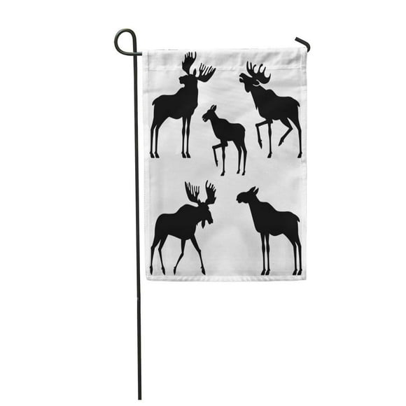 POGLIP Canada Moose Silhouette Norway Sweden Yellowstone Garden Flag Decorative Flag House Banner 28x40 inch