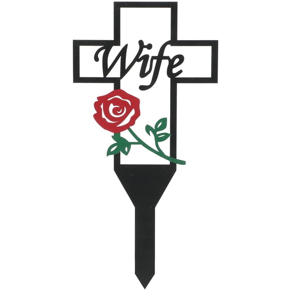 Cemetery Cross Stake Metal Memorial Stake Cross Yard Stake Sign Cemetery Decor for Wife