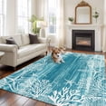 thumbnail image 2 of Teal Coastal Area Rugs 8'x10', Washable Small Throw Rugs for Living Room Patio, Summer Ocean Sea Ombre Starfish Corals Indoor Outdoor Rug Non-Slip Low Pile Carpet Runner Reversible Floor Mats, 2 of 8