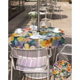 thumbnail image 5 of nqOlkjepod Retro Spring Wildflowers Outdoor Tablecloth with Umbrella Hole & Zipper, Pastoral Floral Country Plants Round Table Cover 54 Inch, Dining Waterproof Table Cloth Protector for Patio/Party, 5 of 7