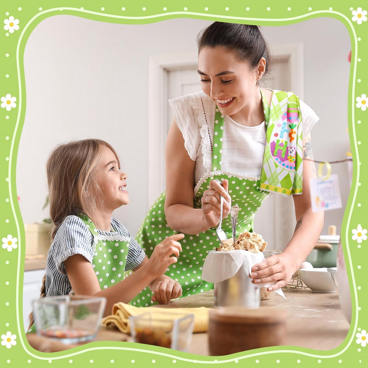 pogooe 6 Pcs Easter Kitchen Towels Colorful Easter Dish Spring Bunny Egg Truck Tea Towels Dish Cloths Seasonal Home Decoration for Hand Drying Holiday Bar Farmhouse, 18 x 26''''
