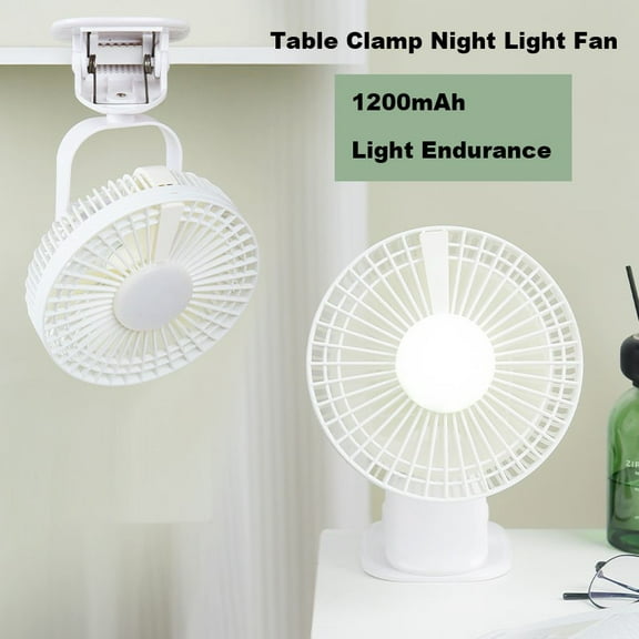 6-Inch Mini Fan, Czzoypi Portable Oscillating Table Fan with Night Light, Wall Mountable Ceiling Fan for Camping Kitchen Bedroom Office Desk, White