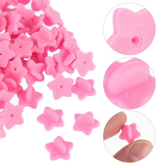 Supvox Brooch Base Pin Badges Pink Rubber 100PCS