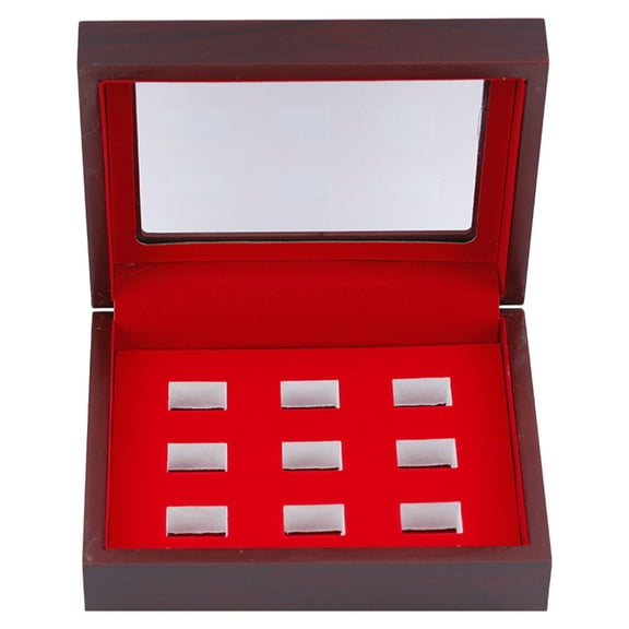 AOOOWER Jewelry Holder Soft Lined Storage Box Elegant Wood Display Case for Showcasing Multiple Championship Sports Rings