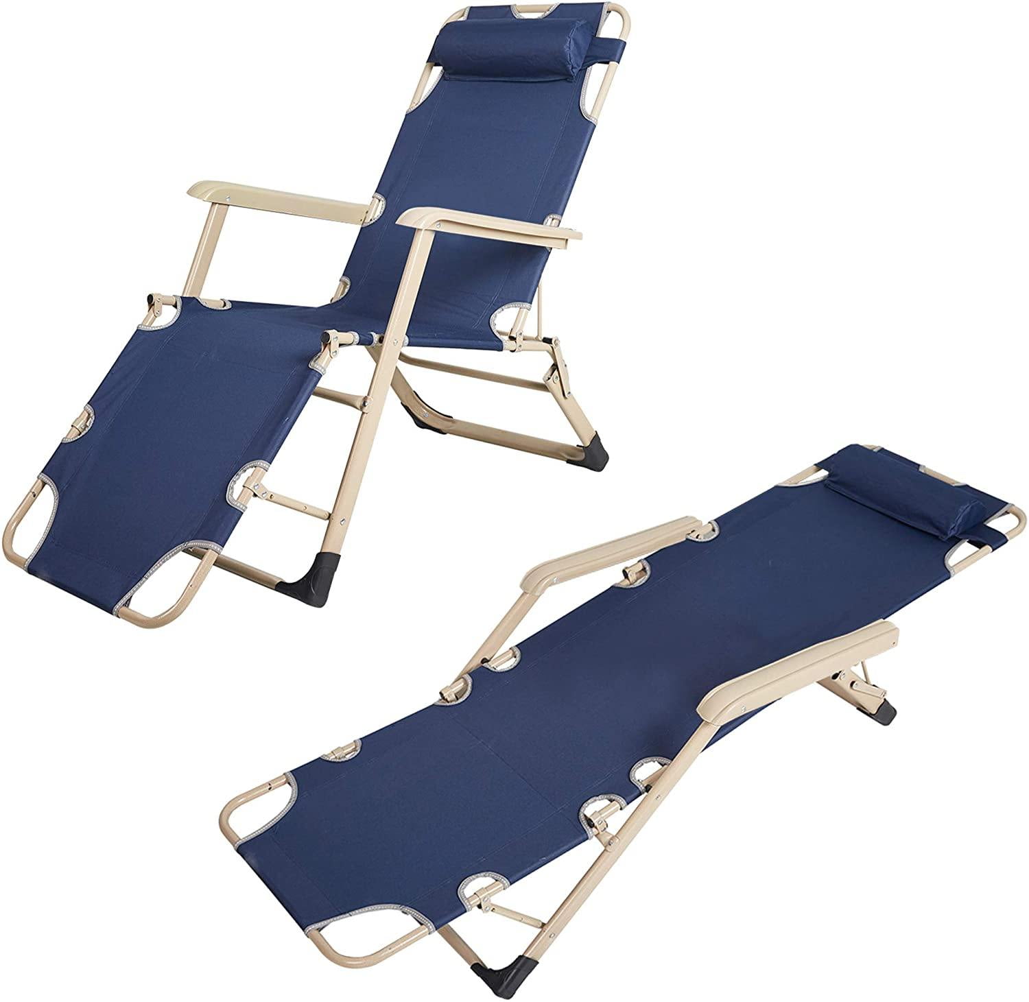 Outdoor Reclining Lawn Chairs Set of 2 Adjustable Folding Patio