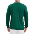 thumbnail image 3 of Camisa polo de golf de negocios de manga larga de ajuste regular para hombres, color sólido, verde, 3 of 6