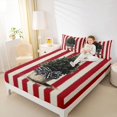 thumbnail image 4 of Homewish Teens Christmas Bowknot Bed Sheets, Plant Botanical King Sheets, Vintage Red Stripes Sheet Set, Microfiber Bedroom Decor, 4-Piece, 4 of 7